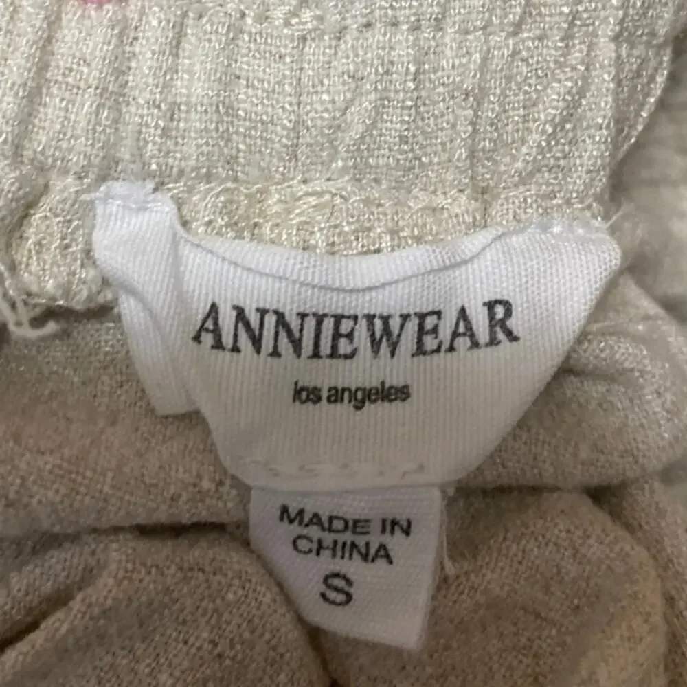 Anniewear Women's Beige Black Scalloped Hem Drawstring Lounge Shorts Size S